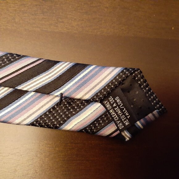 Britches Men's Silk Tie Purple Gray and Blue Stripes - Picture 3 of 3
